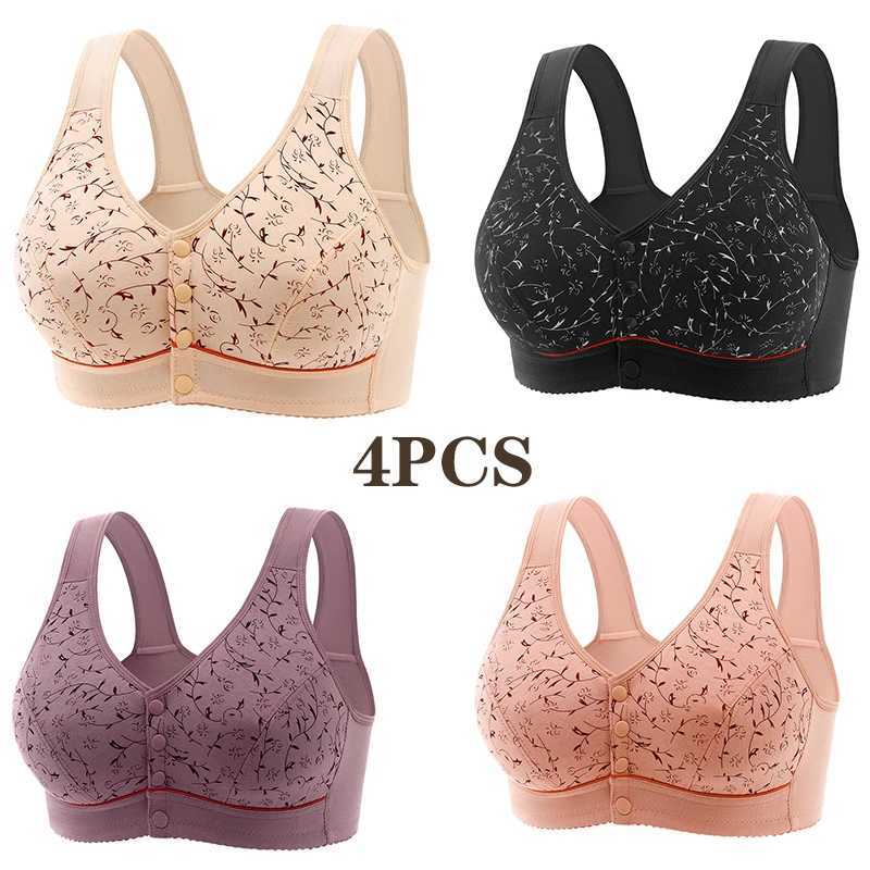 Fashion Women Floral Pattern Non-Steel Support Underwear Breathable Comfortable Front Button Convenient Bra Traceless Stretchy Z250730