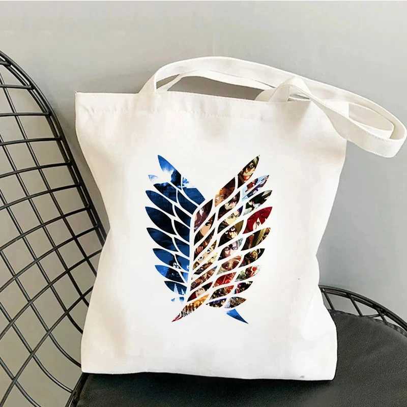 Attack on Titan Shopping Bag Handbag Shingeki no Kyojin Shopper Handbag Womens Canvas Shoulder Environmental Large Capacity Bag G250729