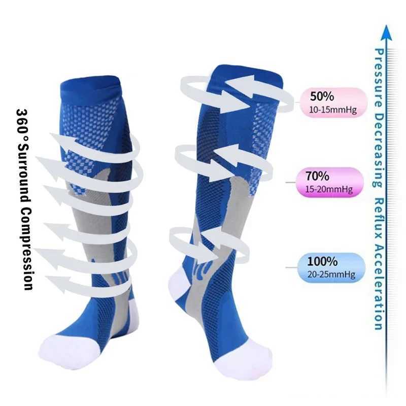 Football ComprESSion Socks Men Women Running Travel 20-30mmhg Sports Socks Medical Varicose Vein Pain ReliEF Elastic Socks Z250731
