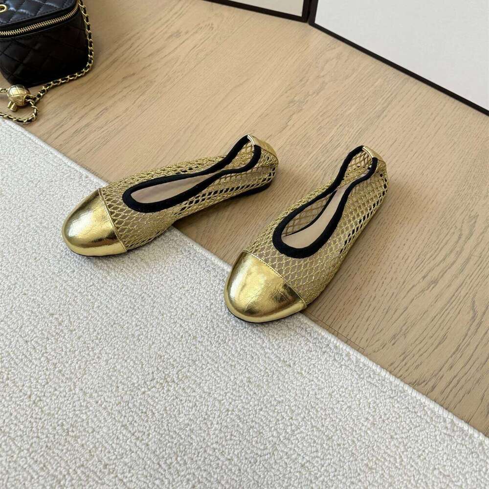 Women Size34-41 Genuine Leather Ballet Flats Mesh Solid Color Leisure Round Toe Slip On Designer Shoes Zapatillas De Mujer 9ec