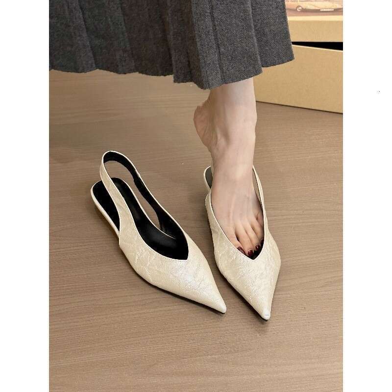 Elegant Pointed Toe Leopard Print High Heels High-End Gray Closed-Toe designer shoes Backless Sandals for Women, 2025 Outdoor Flat Single Shoes