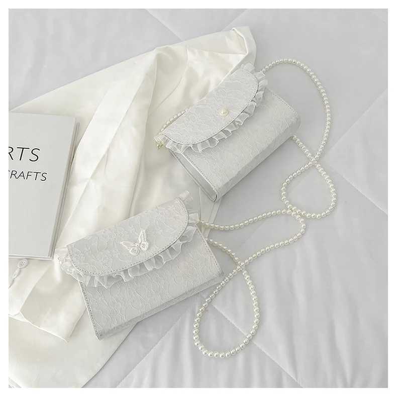 Crossbody Bags for Women Vintage Lace Pearl Chain Ladies Small Square Shoulder Bag Female Clutch Purse Handbags Sac Femme Y250730