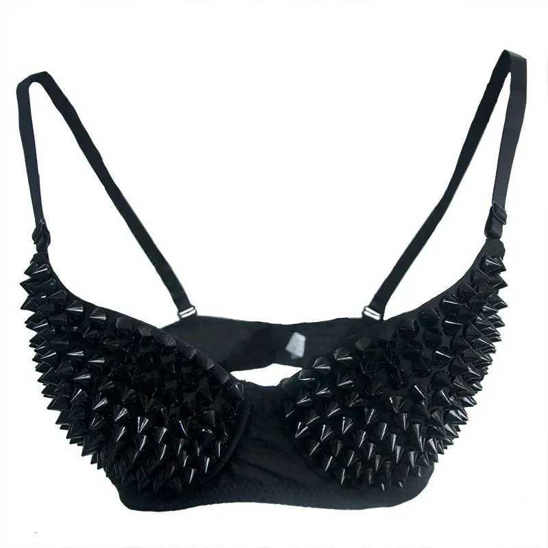 Silver Rivets Punk Rave Bralette Lingerie Gothic Bra Top Sexy Push Up Brassiere Nightclub Party Bar Fashion Hot Bras For Women Z250730