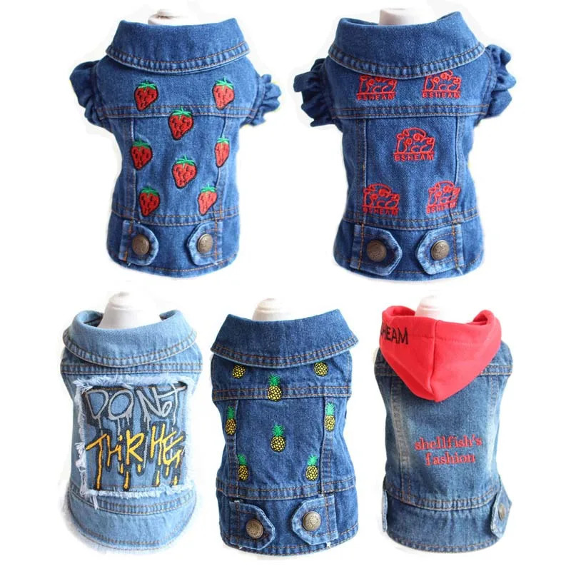 Denim Jacket for Small Dogs and Cats Fashion Pattern Denim Pet Clothes Cowboy Vest for Dachshund Bichon Spring Pet Apparel XL-XX 250729