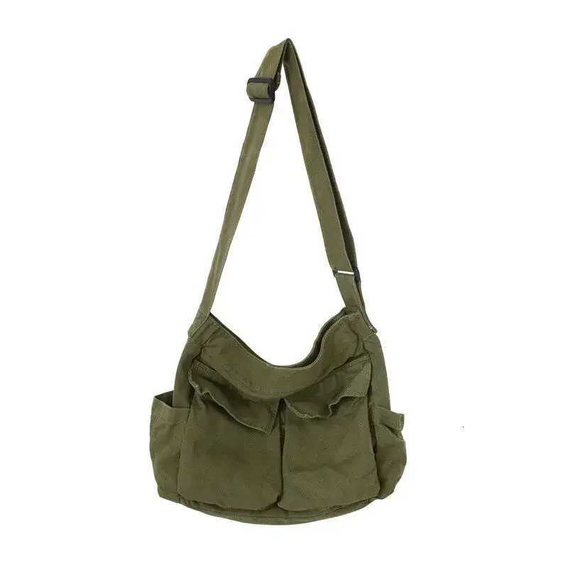 Womens School Messenger Bags For Women Shoulder Ladies Designer Handbag Solid Large Capacity Casual Canvas Shoulder Female Bags Y250730