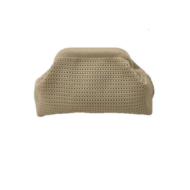2025 Summer Knitted Beach Cloud Bags For Women Striped Hollow Out Handbags Large Capacity Vintage Dinner Bags Daily Make Up Bag Y250730