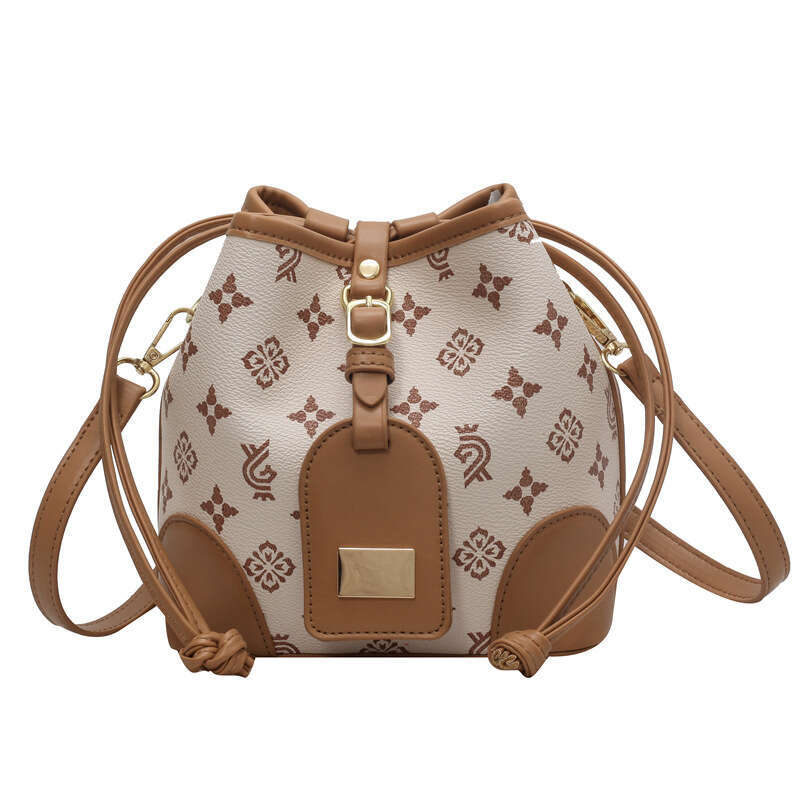 Designer for Women 2025 New Trendy Fashion Old Flower Crossbody Bucket Color-Block Texture Shoulder Bag