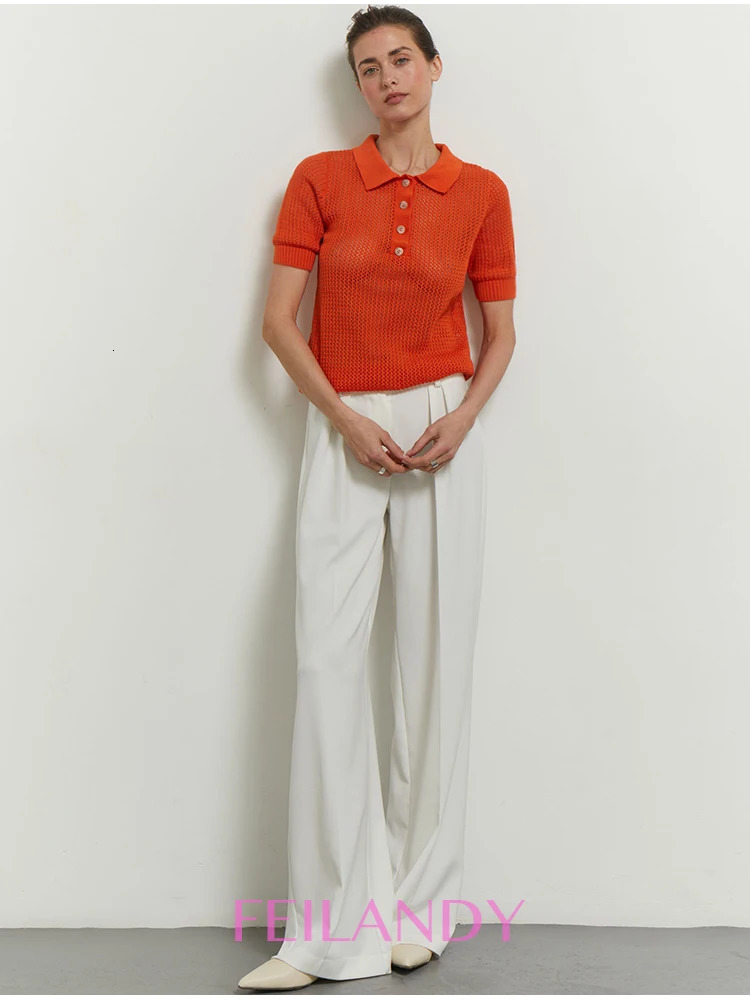 Feilandy Short Sleeve Outfits Solid Polo Shirt Women Fashion Office Ladies Tops TShirts Casual Tees Elegant Clothes 250729