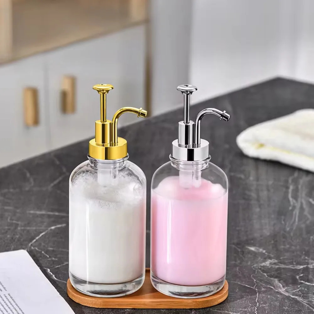 500ml Glass Soap Dispensers Portable Upgraded Pump Hand Soap Dispenser Clear Liquid Container Bottle Coffee Syrup Dispenser 250726