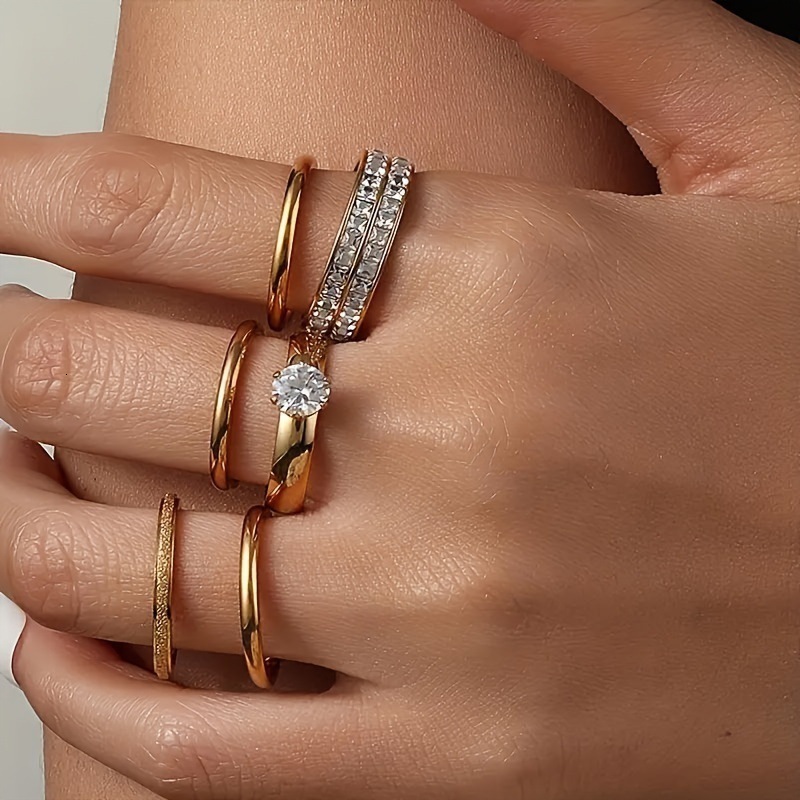 3pcs Lovers Married Couples Wedding Engagement Rings Bridal Sets For Men and Women 24k gold plated Stainless Steel Jewelry 250103