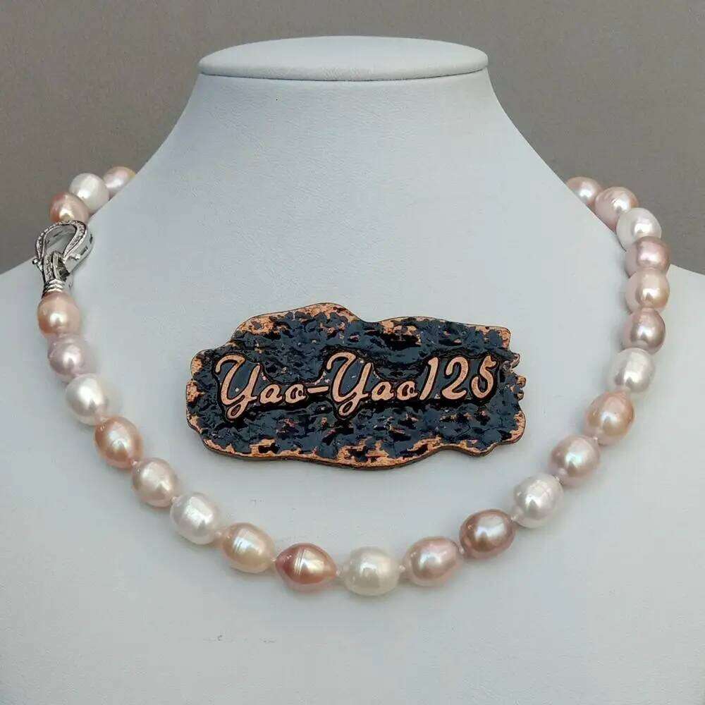 natural Freshwater Pink Purple White Rice Mixed Color Pearl Choker Necklace cz pave clasp For Women Girl Jewelry Gift