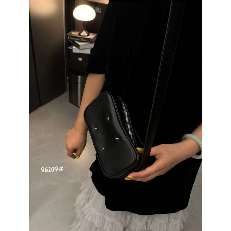 Black Women's Super Hot Cowhide Camera Crossbody Small Square Bag Genuine Leather B5