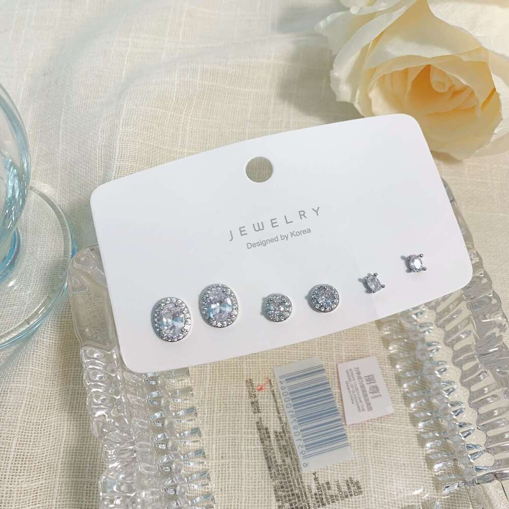 FUXIN Super Sparkling Zirconia Shiny Earrings for Women, Niche Design, Simple Versatile Earrings, Light Style Full Dia Ear Jewelry 9ee