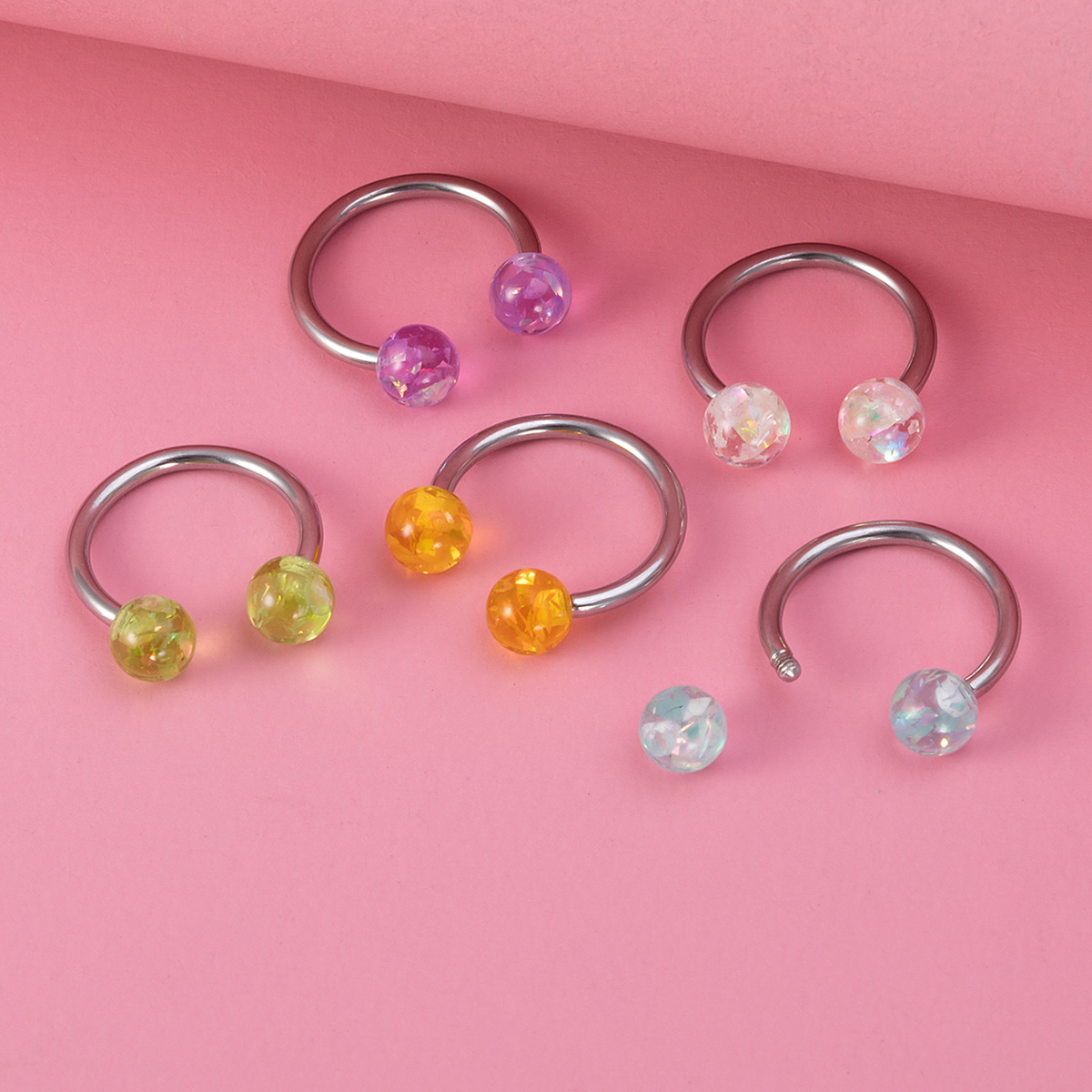 Aobao glitter horseshoe ring, stainless steel lip ring, human puncture jewelry, ear bone ring wholesale