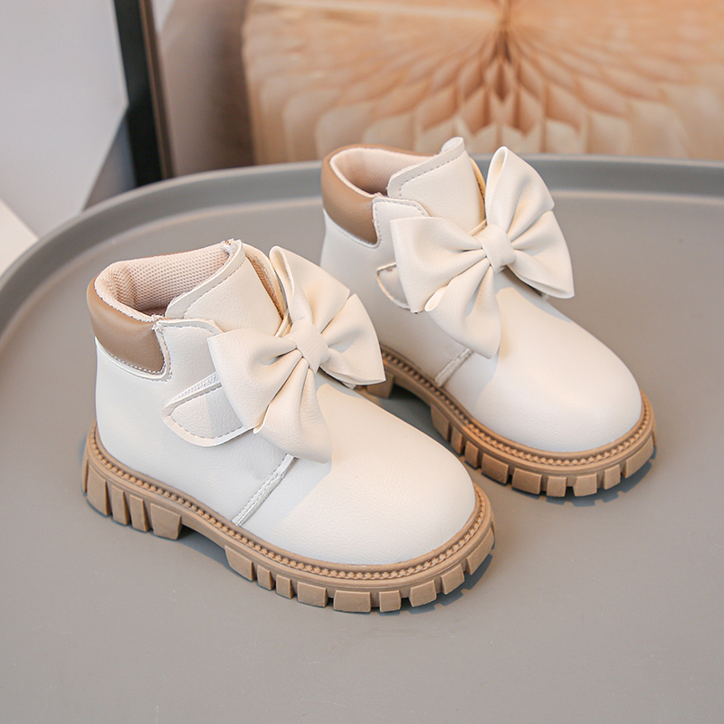 Korean Girls Martin Boots Big Bow Decoration Sweet Cool Girls Autumn and Winter Shoes