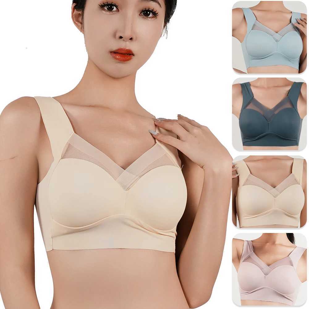 Womens Sports Bra Fitness Anti-Sagging Upper Strappy Push Up Brassiere Large Size Slim Elastic Shockproof Wireless Underwear Z250730