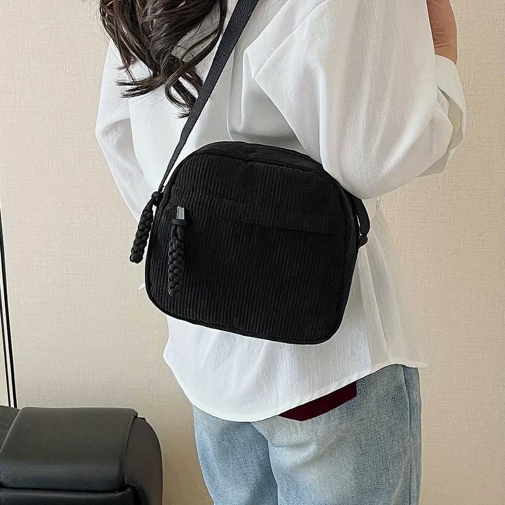 Vintage and Versatile Harajuku Corduroy Shoulder Bag Japanese Casual Corduroy Phone Bag Commuting Key Bag G250729