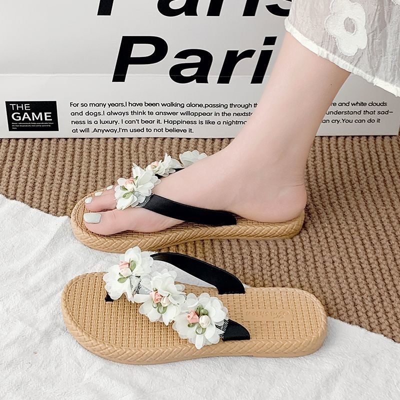 Summer New Fairy Style Flower Flip Cover Summer Outdoor New Beach Resort Non slip Women's Wholesale Women's Sandals Designer Women's Sh