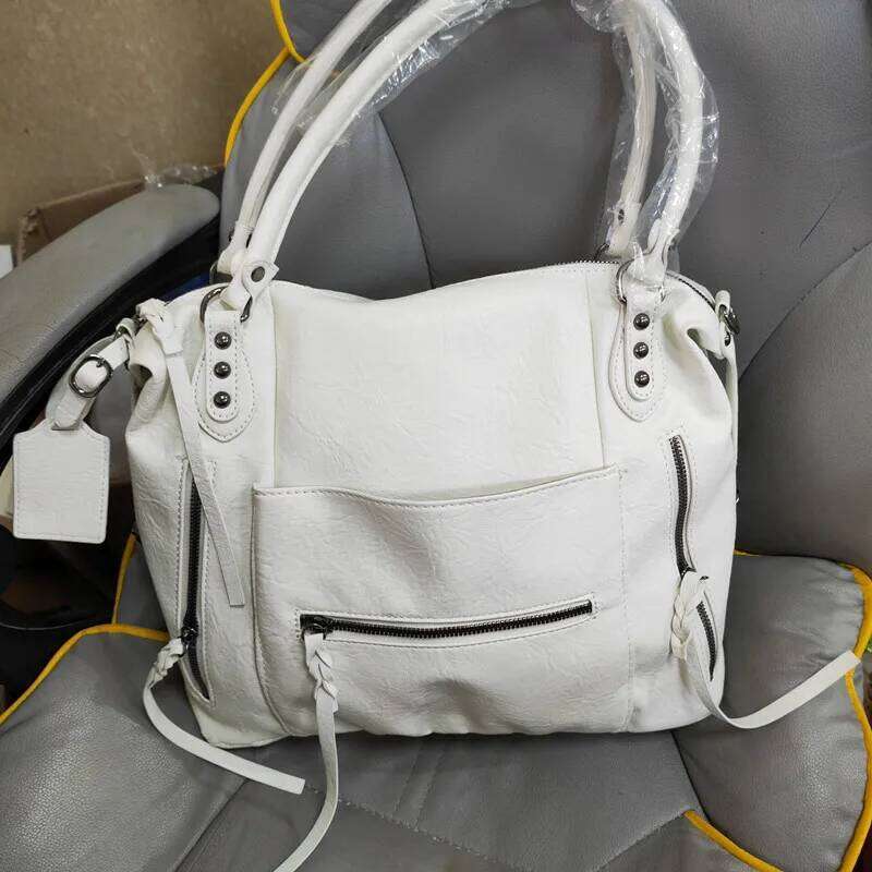 Vintage Design PU Leather Boston Handbag For Women Casual Large Capacity Shoulder Crossbody Bags Fashion Shopper Totes