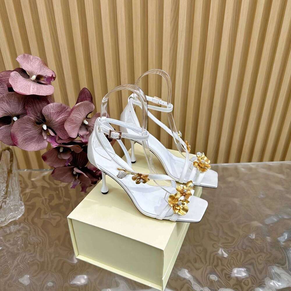 New Women Size34-41 Silk Genuine Leather Sandals Super High Heels Flower Pumps Wedding Designer Shoes Zapatillas De Mujer 5ea
