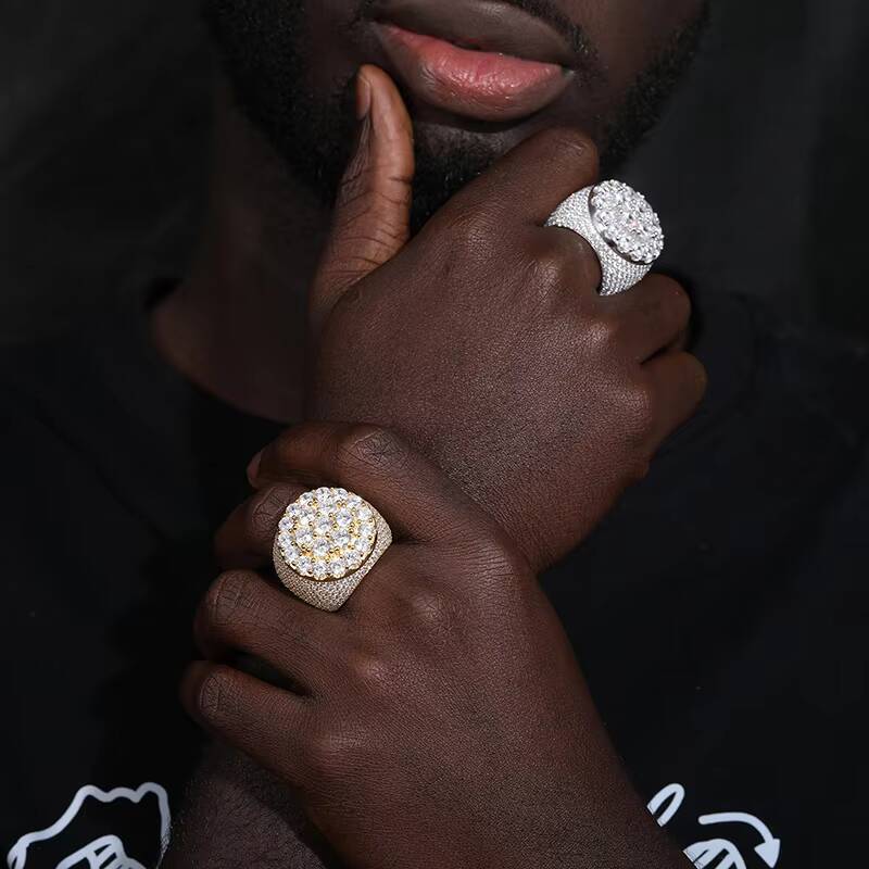 Luxury Jewelry White Gold 925 Sterling Silver Round Brilliant Cut Vvs Moissanite Diamond Men Iced Out Fine Ring Jewelry