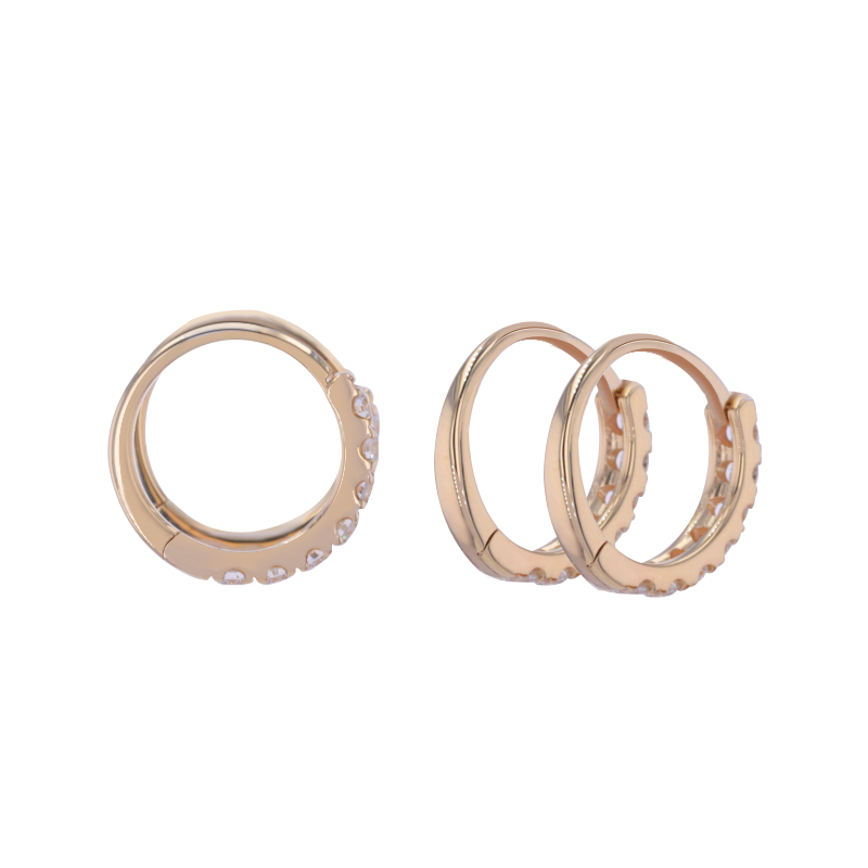 Customized 18k Pure Gold 1.8mm Round Cut DEF VS Loose Lab Grown Diamond Fine Jewelry Diamond Lab Hoop Earrings