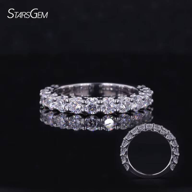 Starsgem Diamant Wedding Ring Classical 3mm Def VS VVS Lab Grown Diamond 14k Solid Gold Entirety Band Rings