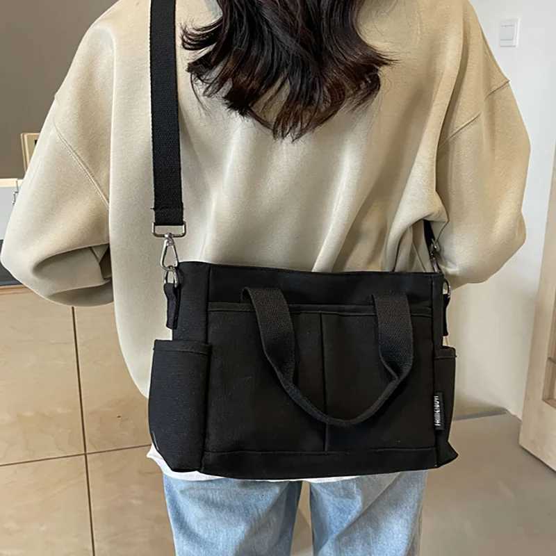 Womens Bag Multiple Pockets Shoulder Bag Large Capacity Canvas Tote Handbag For Women Daily Commuting Shopping Bag Y250730