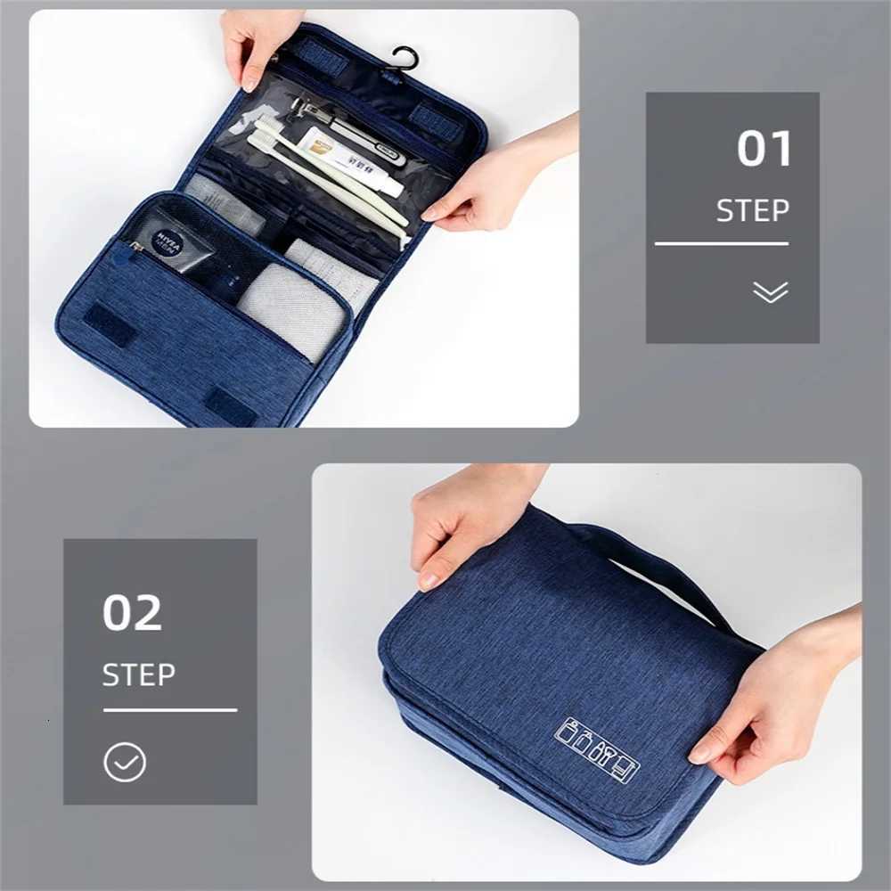 Portable Toiletry Washbag with Hanging Hook Waterproof Women Bathroom Cosmetic Storage Bag Large Capacity Travel Men Makeup Case G250729