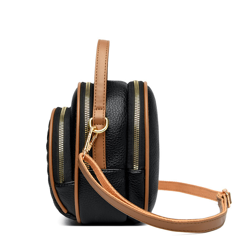 2025 Summer New Women's Shoulder Bag Summer Soft Leather Crossbody Bag Lychee Patterned Diamond Grid Niche Design Small Round Bag New Designer Lu