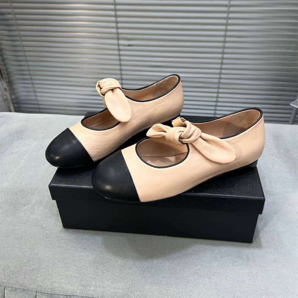 New Women Size35-41 Genuine Leather Slippers Low Heels Butterfly Knot Mules Round Toes Designer Shoes Zapatillas De Mujer 74f