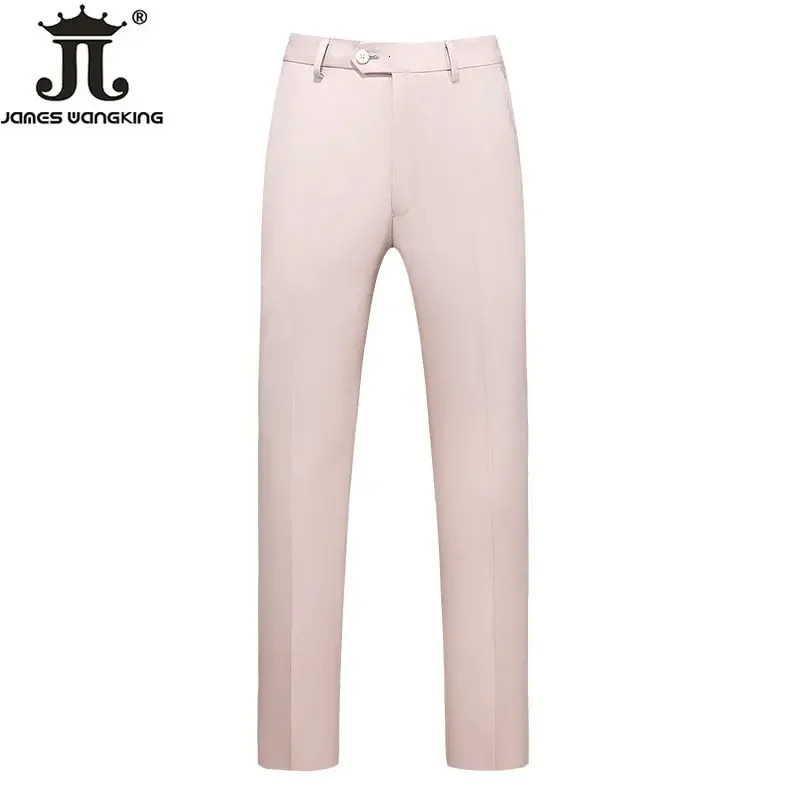 British Style Solid High Waist Trousers Men Formal Quality Slim Fit Business Casual Suit Pants Groom Wedding Dress 250731