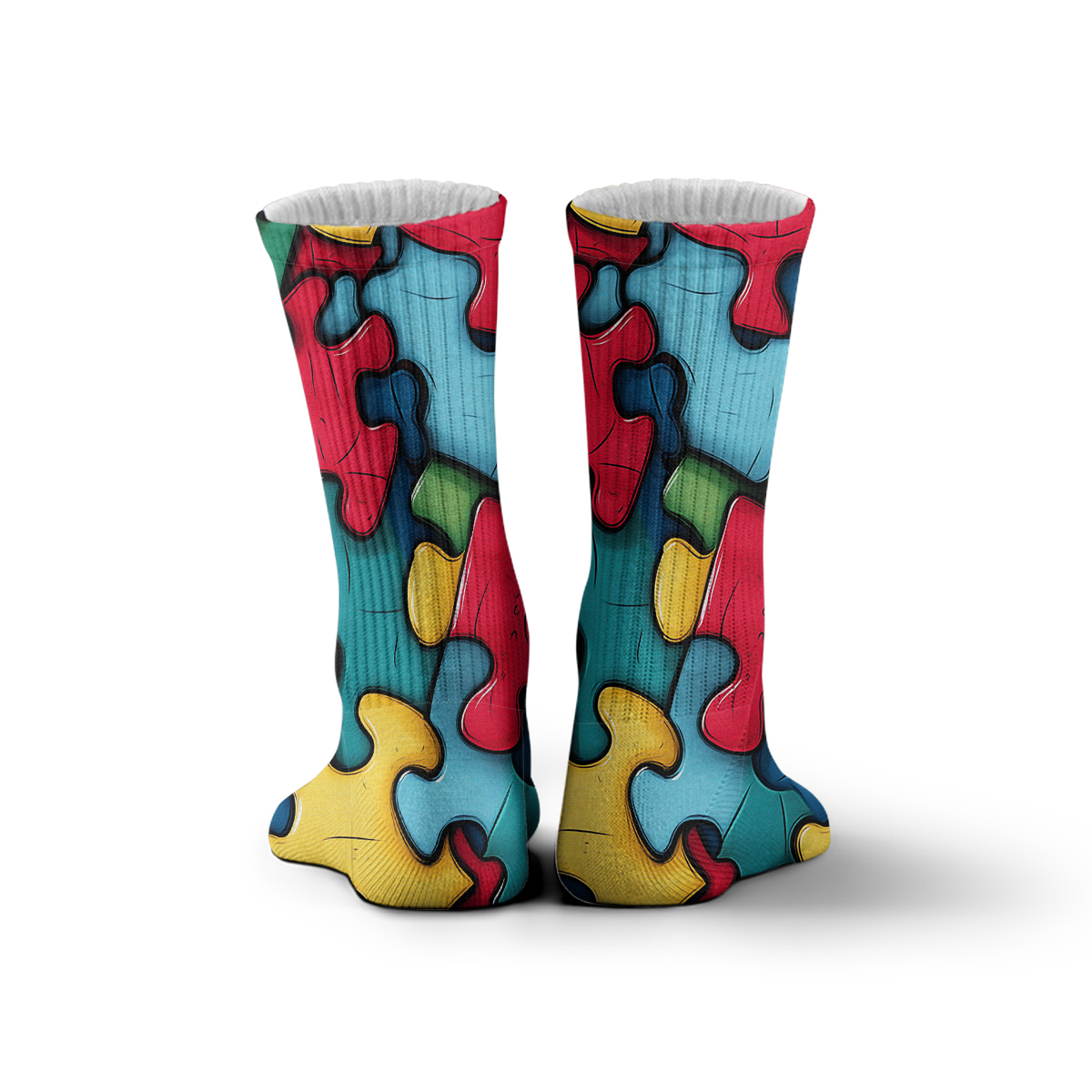 Colorful Puzzle Piece Unisex Tube Designer Socks C127
