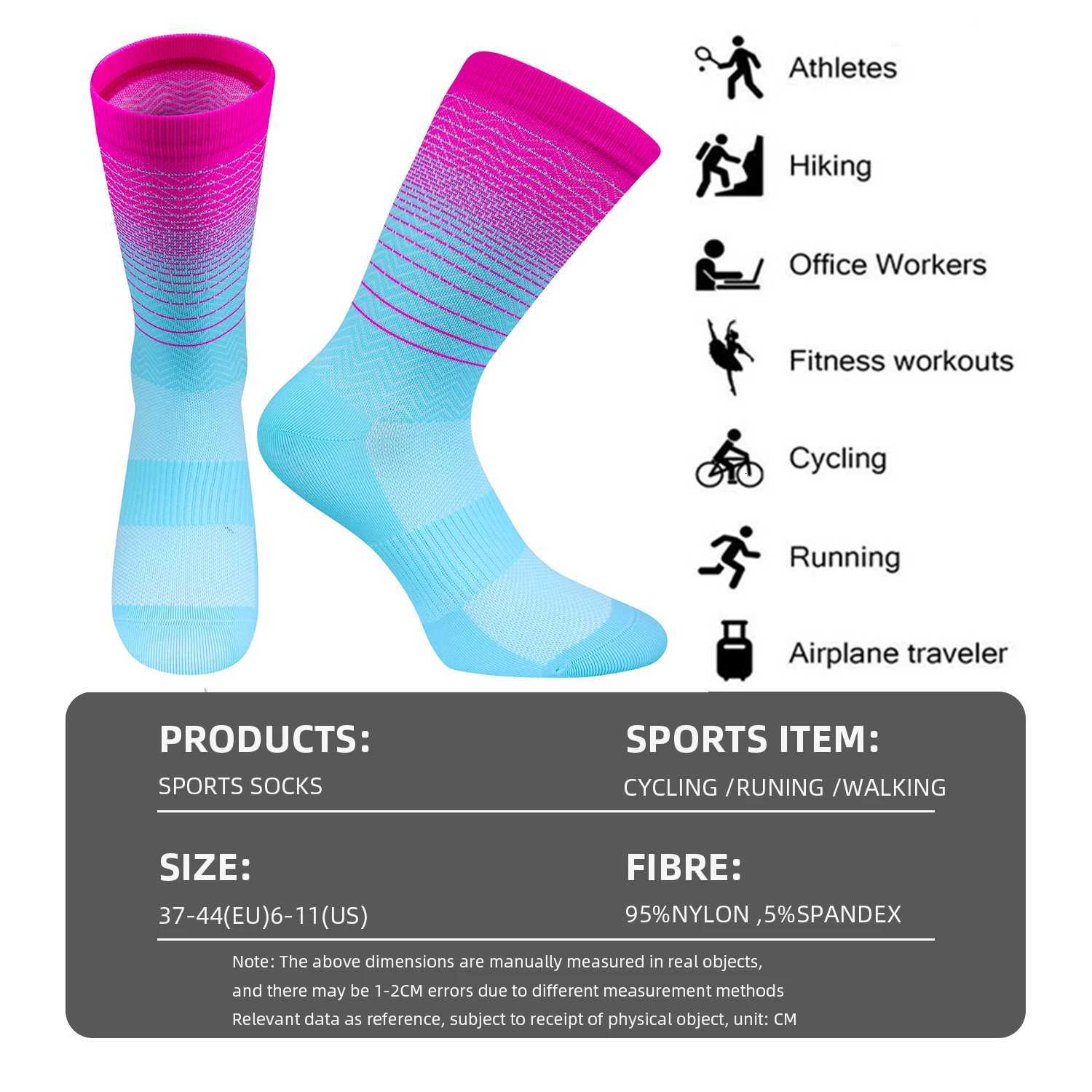 Cycling Socks Men Women Running Socks Breathable Wear-resistant Camping Hiking Socks Tube Compression Sports Socks Z250731