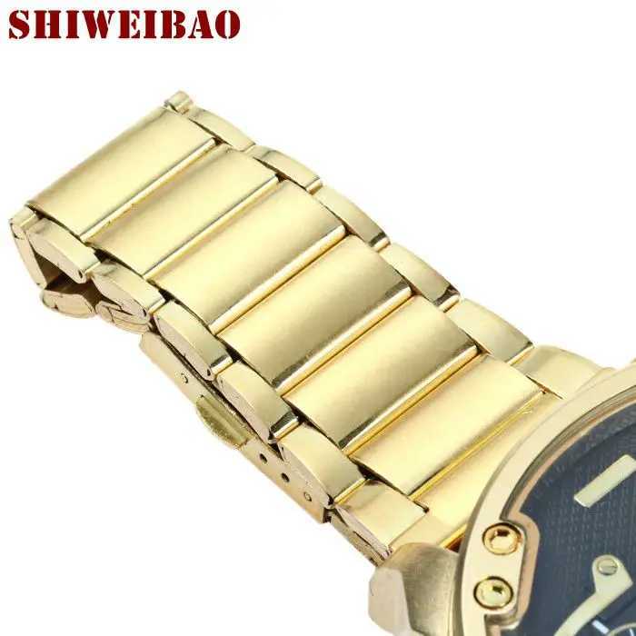SHIWEIBAO Luxury Men Waterproof Dual Time Display Quartz Wrist with Stainless Steel Band Quartz WristesW251031