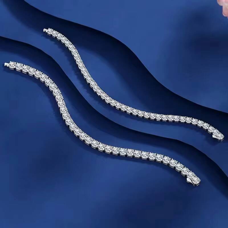 65mm 1CT White 925 Sterling Silver VVS Moissanite Diamond Tennis Link Chain Bracelet Iced Out Unisex Jewelry Men Women Bracelet