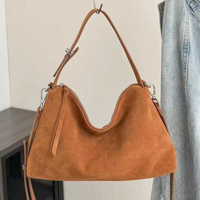 Genuine Leather Fashion Autumn Winter Boston Tote Soft Matte Suede Cow Leather Womens Handbag Shoulder Crossbody Bag For WomenW251101