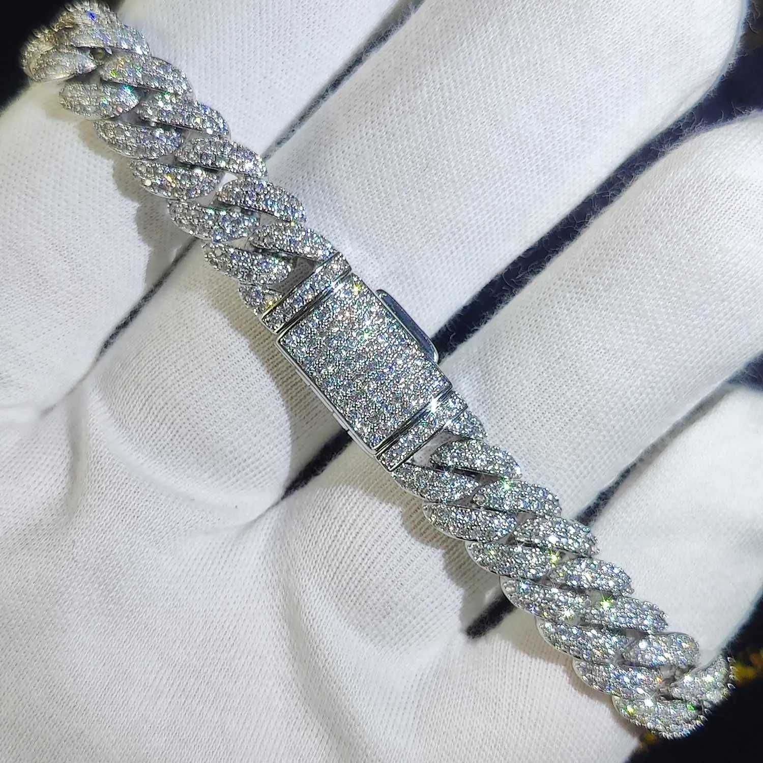 Luxury Jewelry Bling CZ Cuban Link Bracelet Two Rows of Zircon Copper Miami Cuban Bracelet Ice Out Hip Hop Mens Style Y250329