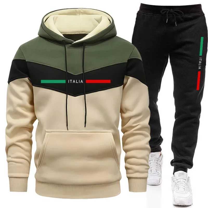 Autumn Winter Men Sporty Jogger Set Hoodies Sweatshirt Casual Urban Fashion Tracksuit Hooded Sweatpants Italy Printed OutfitsT251101