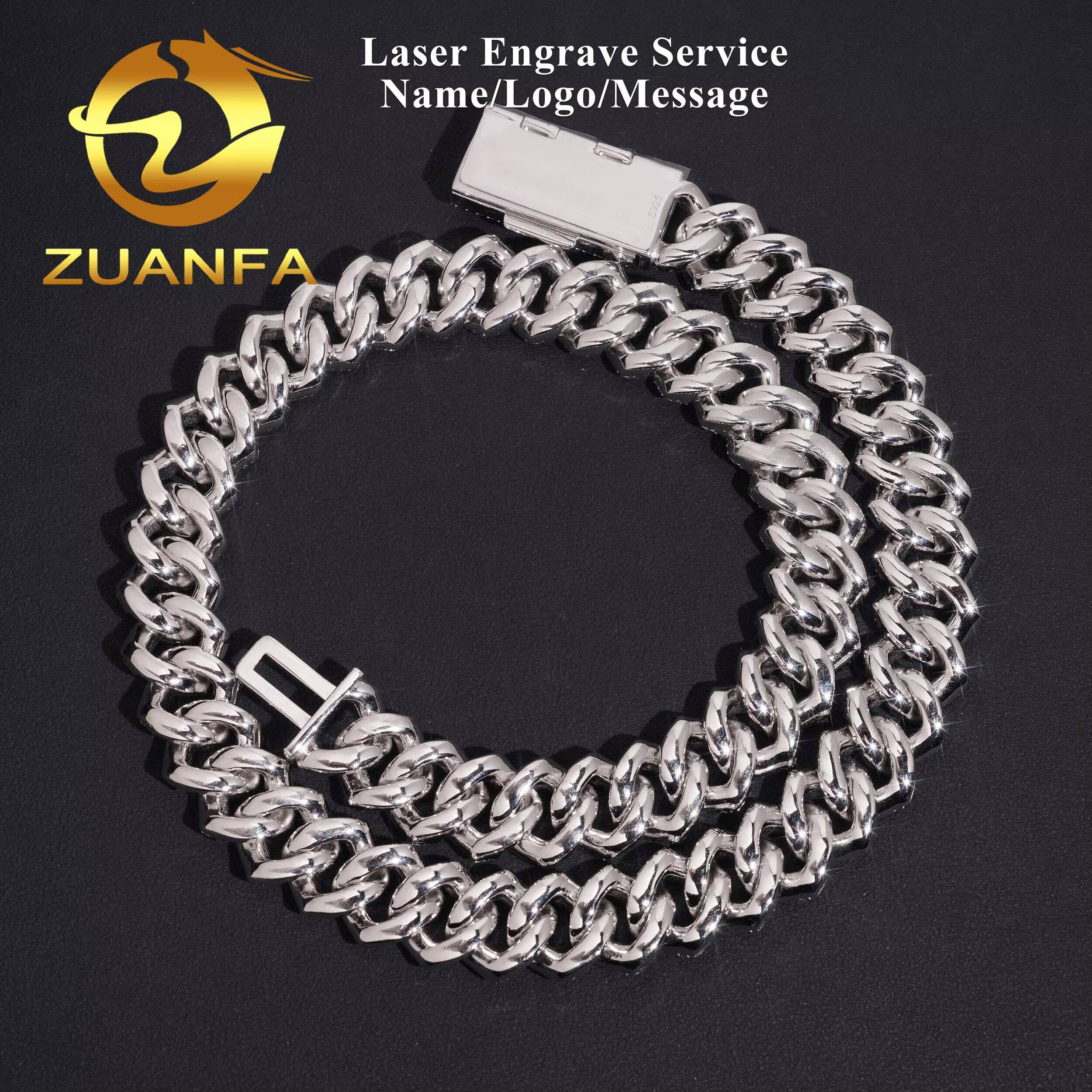 3 Rows 16mm Moissanite Chain Cuban Links Prong Chain Pass Diamond Tester 925 Silver Cuban Link Chain Necklace Rose Gold Plated