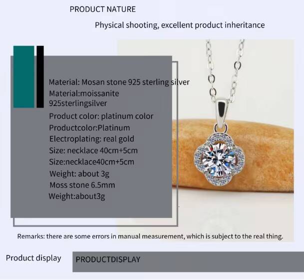 Factory Wholesale S925 Sterling Silver FourLeaf Clover Mosan Necklace Fashion Temperament