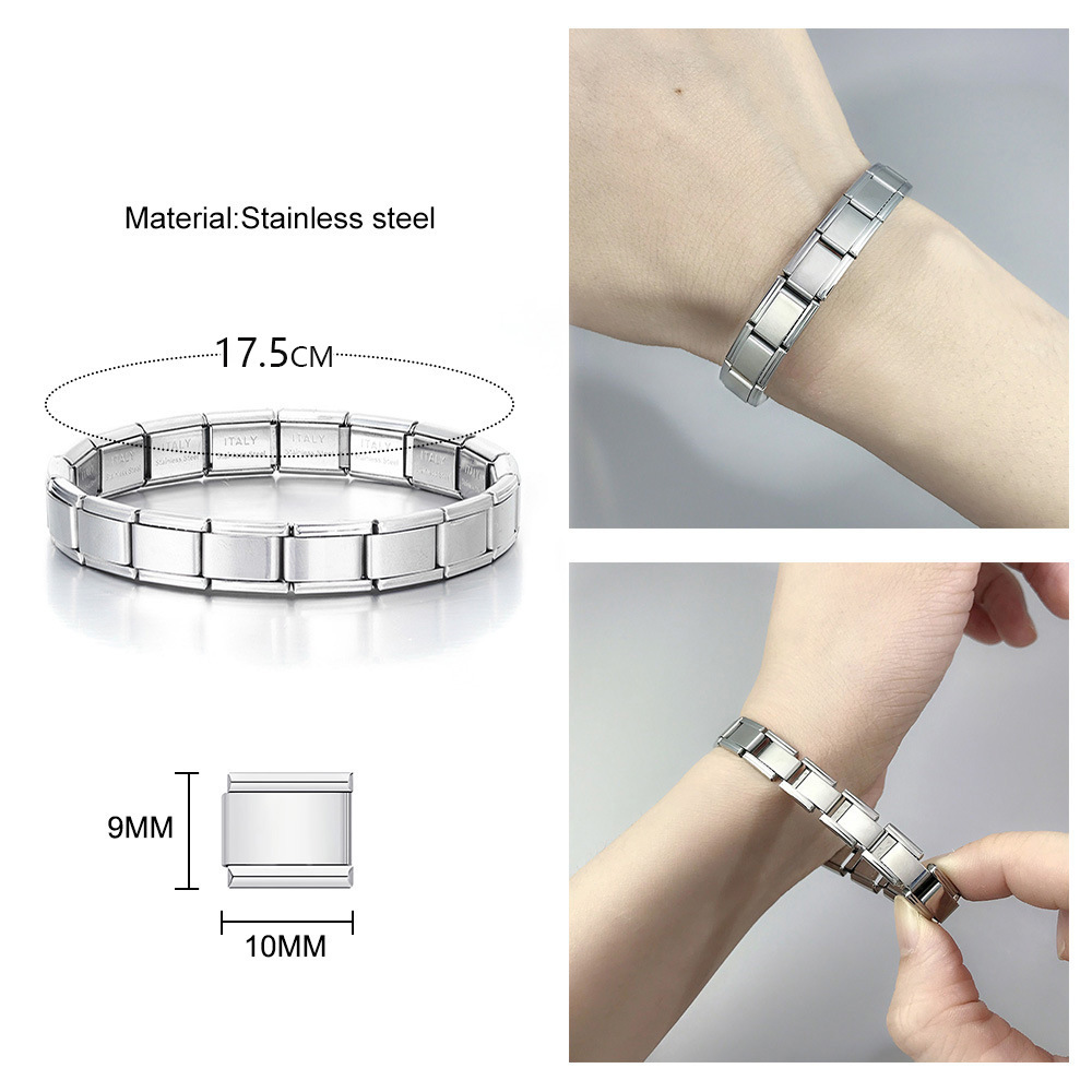 Fashionable 9mm Width Italian Elastic Charms Bracelet for Women - Durable Stainless Steel Design by Hapiship