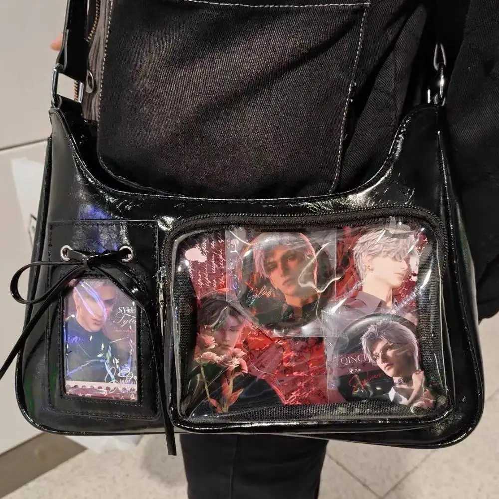 HOT Womens Transparent Ita Bags Girl Transparent Messenger Bag Womens Designer Handbags Ladys DIY Badge Tote Bag Lolita HandbagW251101