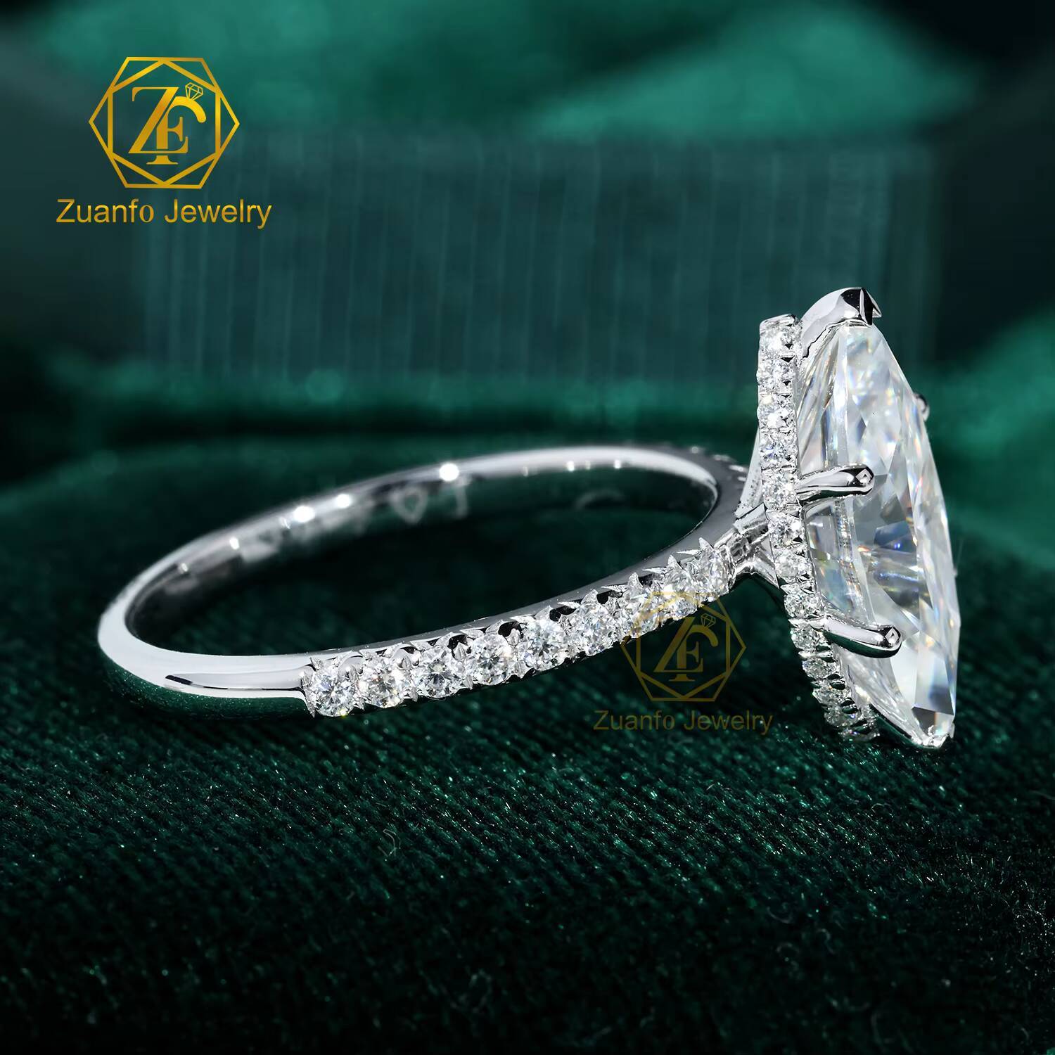 IGI GIA 14K 18K White Gold Lab Grown Diamond Ring 1CT 2CT 3CT Marquise Cut CVD Diamond Fine Jewelry Rings for Wedding