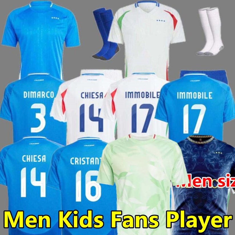 Italia FANS Player 2024 2025 BONUCCI soccer Jerseys JORGINHO INSIGNE VERRATTI FOOTBALL SHIRTS CHIESA BARELLA CHIELLINI PELLEGRINI 24 25 ItalyS men kids