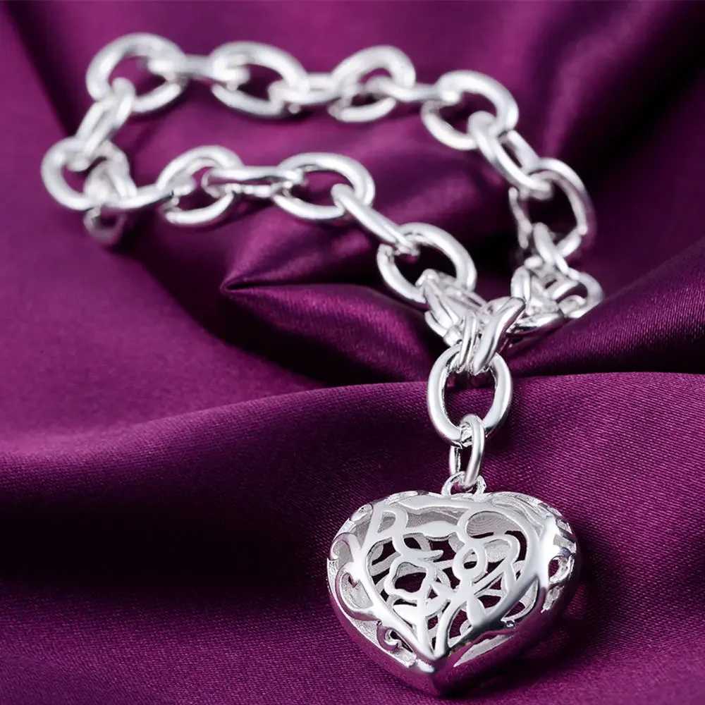 Romantic and beautiful hollow heart chain 925 sterling silver bracelet popular and exquisite jewelry for women wedding and Christmas gifts Y250329