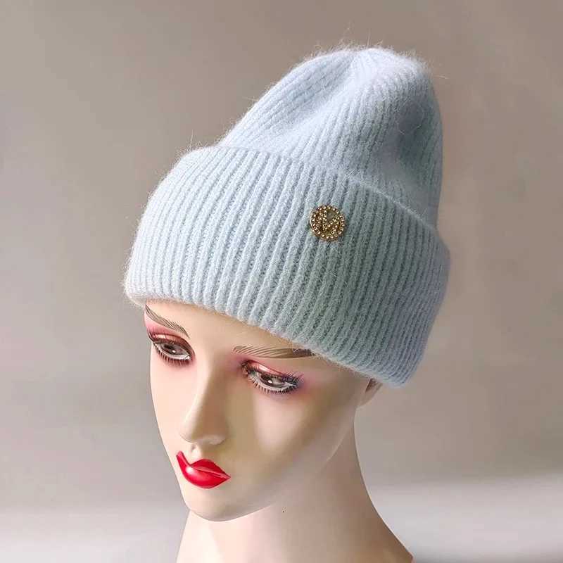 Winter Hats For Women Rabbit Fur Beanie Hat Woman Knitted Skullies Beanies Solid Wool Soft Autumn Winter Cashmere Caps BonnetXJ251101