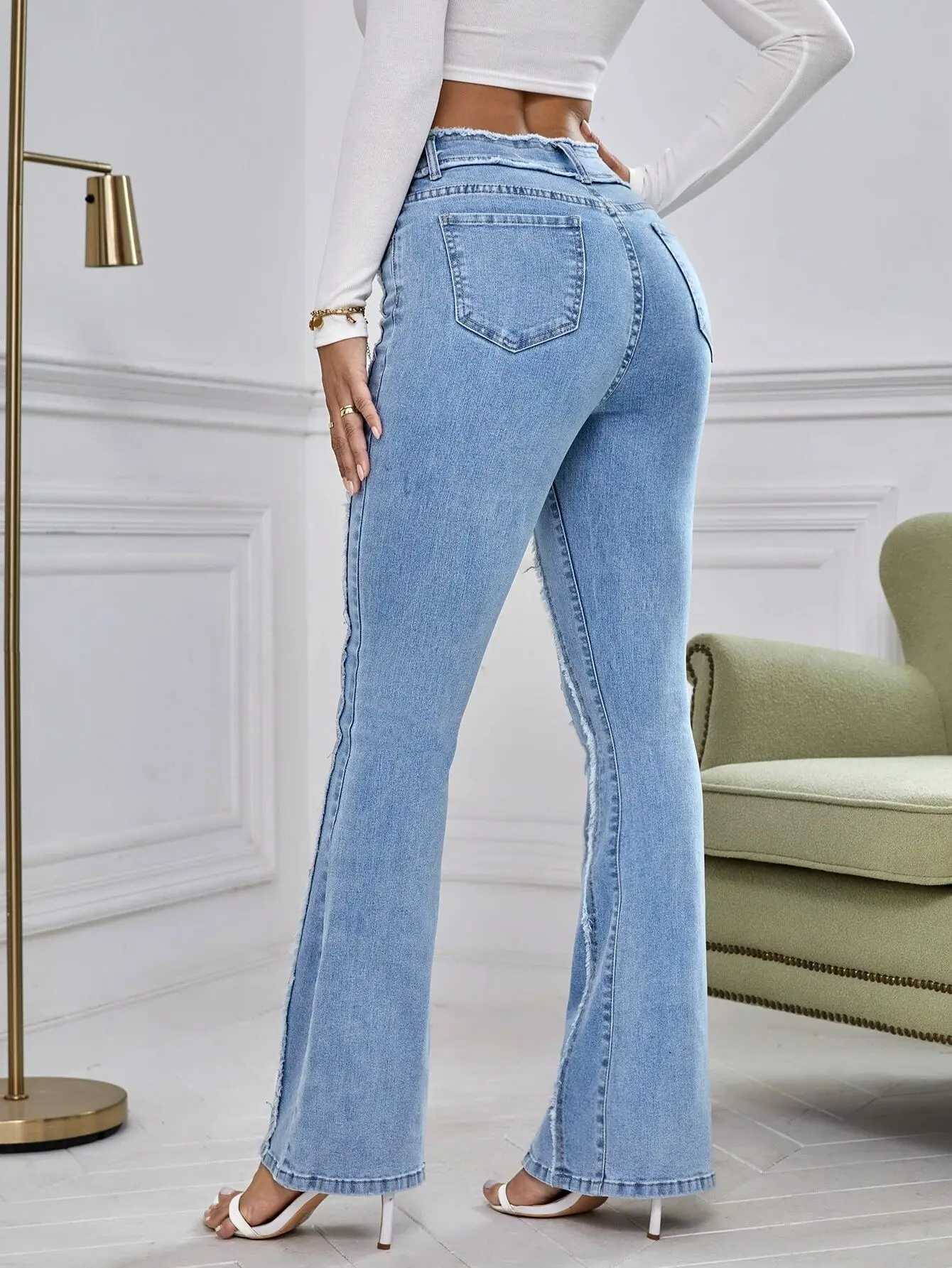 Flare Jeans Women Skinny High Waist Aesthetic Y2k Denim Trousers Vintage Washed Retro Mopping Korean Fashion Street Flash J251031