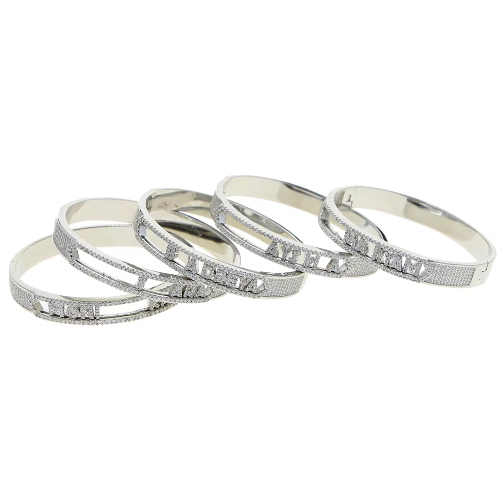 Custom Name Letter Bracelet Zircon Removable Letters Bangle Women DIY Custom Jewelry 26 Alphabet Personalized For Women