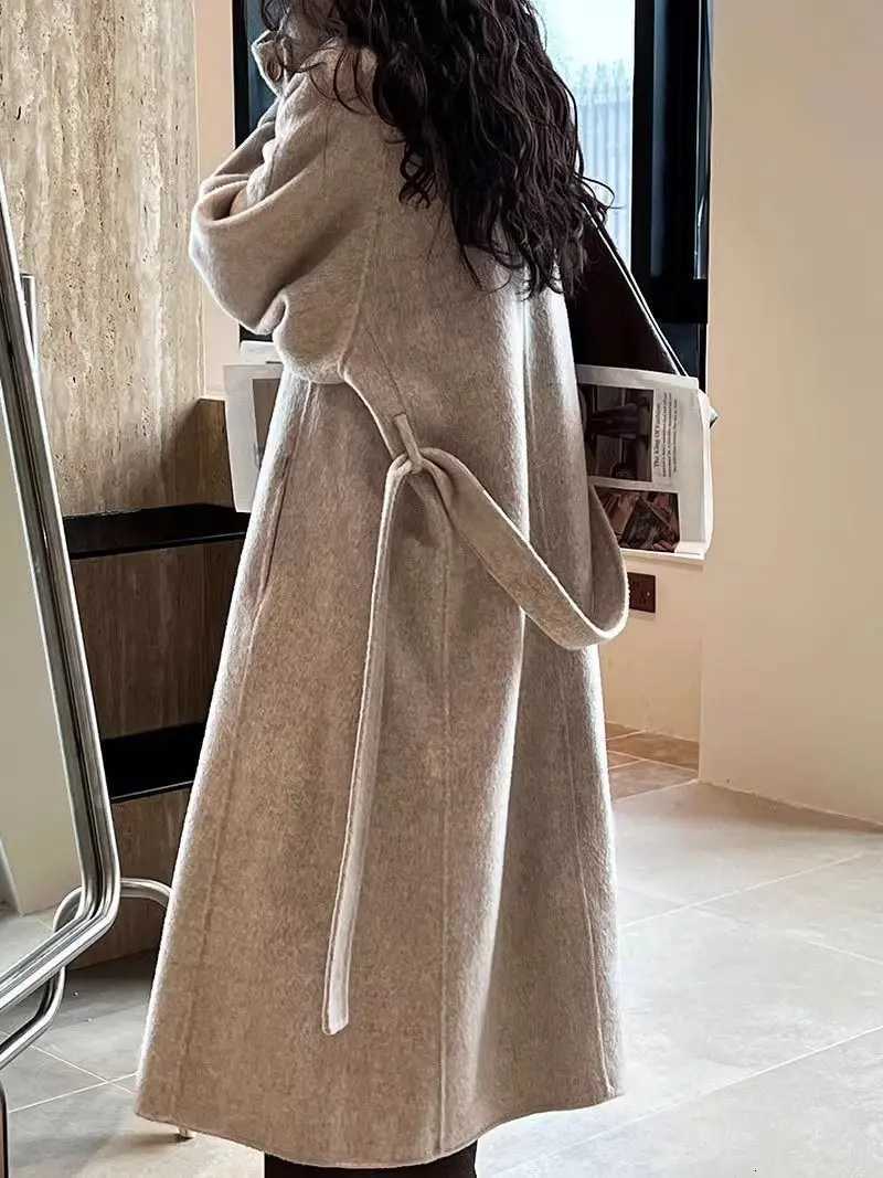 High End Stand Up Collar Woolen Coat For WomenS Autumn And Winter New Mid To Long Style Niche Loose Woolen CoatT251101